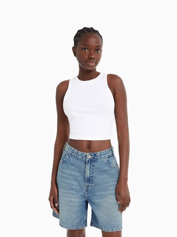 Bershka Wide leg Jeans in Blue: front