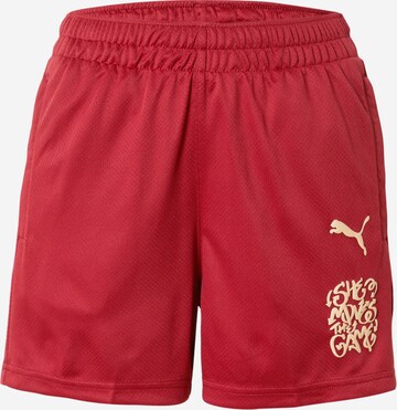 PUMA Regular Workout Pants 'SHE MOVES THE GAME' in Red: front