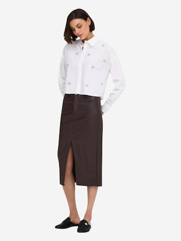 Gonna 'ONLBITTEN FAUX LEATH PENCIL SKIRT CC OTW 15373299' di ONLY in marrone
