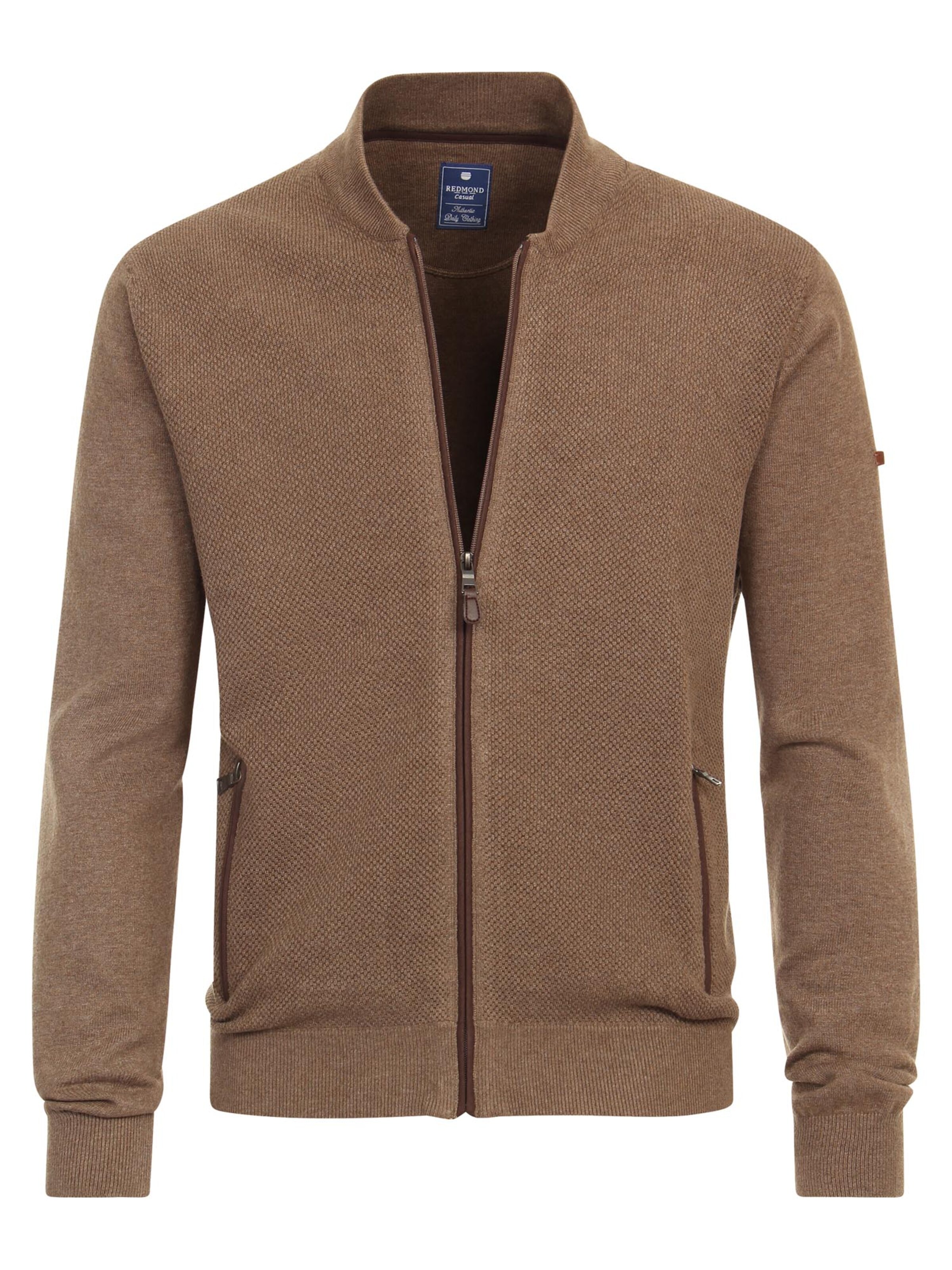redmond Strickjacke 'Basic'‌‌‌‌‌‌‌‌‌‌ in Braun: Vorderseite