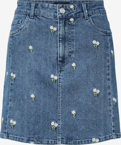 Fustă 'PCFlora' PIECES pe albastru denim / verde / alb, Vizualizare produs