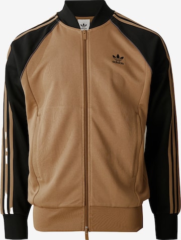 ADIDAS ORIGINALS - Casaco em moletão 'Adicolor Classics Sst' em castanho: frente