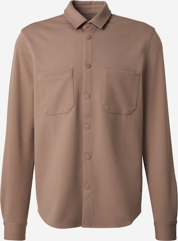 DAN FOX APPAREL Regular fit Риза 'Leonidas' в кафяво: отпред