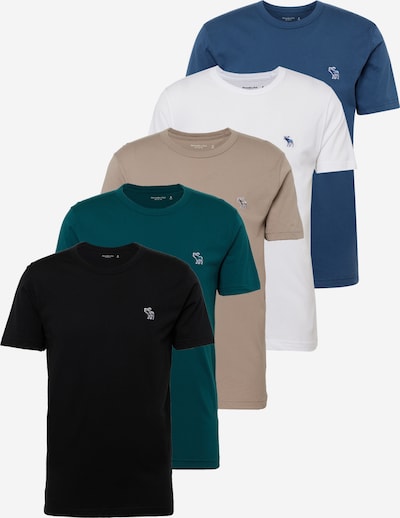Tricou Abercrombie & Fitch pe albastru / verde / negru / alb, Vizualizare produs