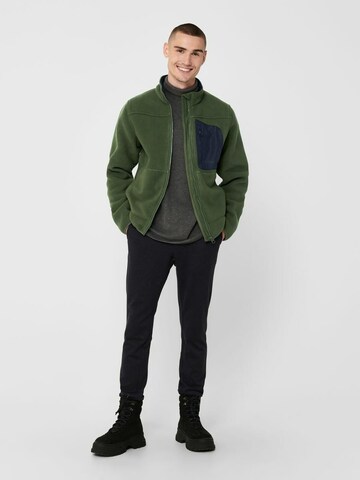 Only & Sons Fleece jacket 'HIKE' in Green