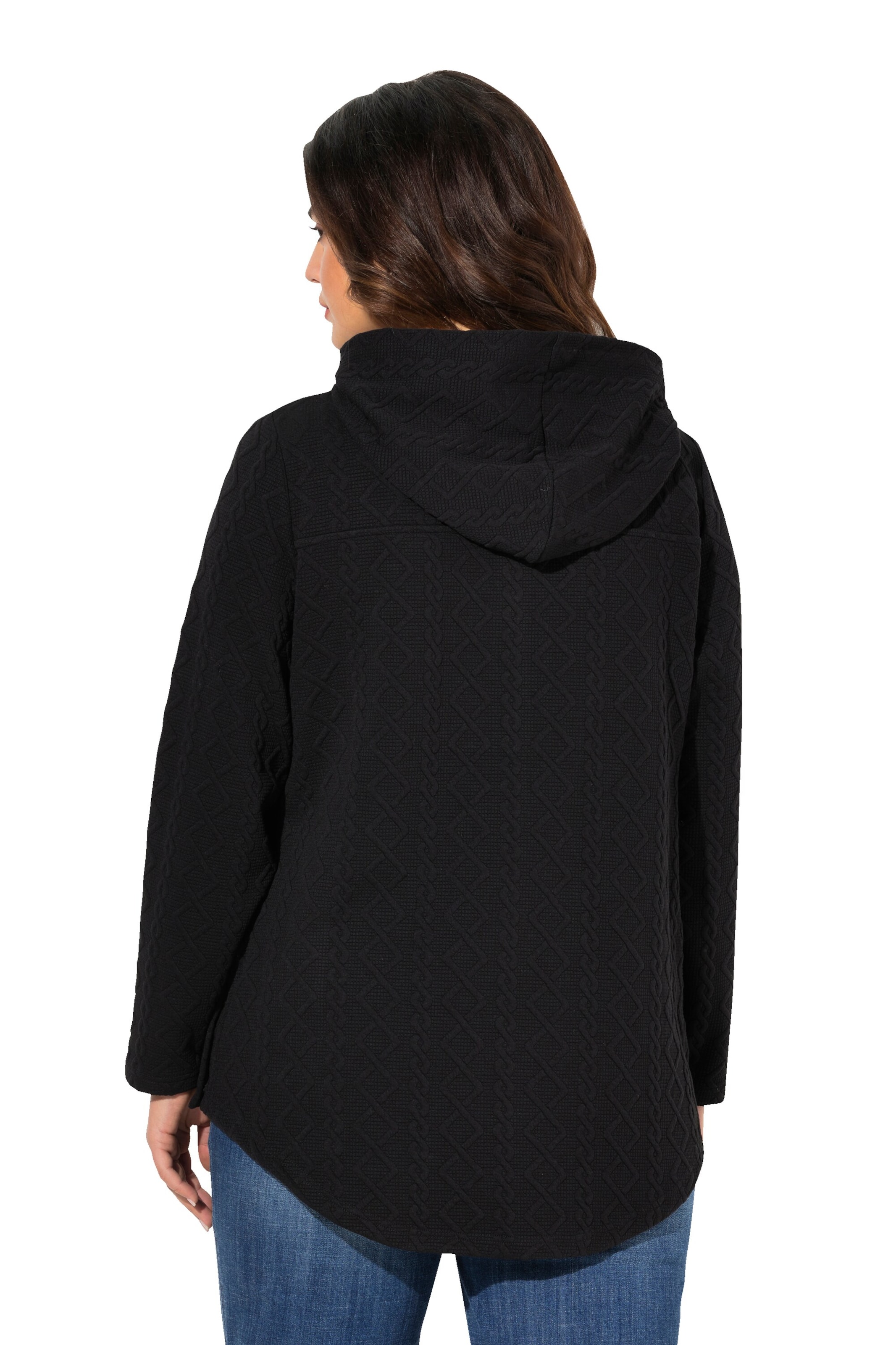 Ulla Popken Zip-Up Hoodie in Black