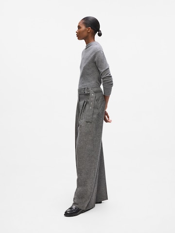 Wide leg Pantaloni cu dungă de la Karl Lagerfeld pe gri