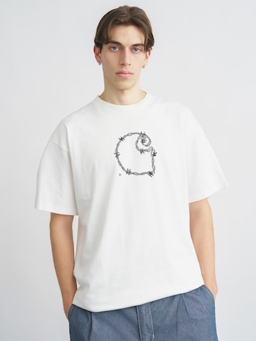 Tricou 'Barbwire' de la Carhartt WIP pe alb: față