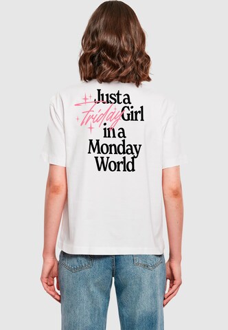 T-shirt 'Friday Girl' Miss Tee en blanc : devant