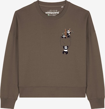 Watapparel Sweatshirt 'Pocket Pandas' in Bruin: voorkant