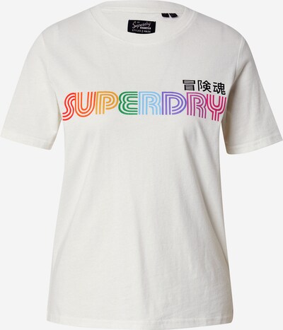 Superdry T-shirt en écru / vert / orange / rouge, Vue avec produit