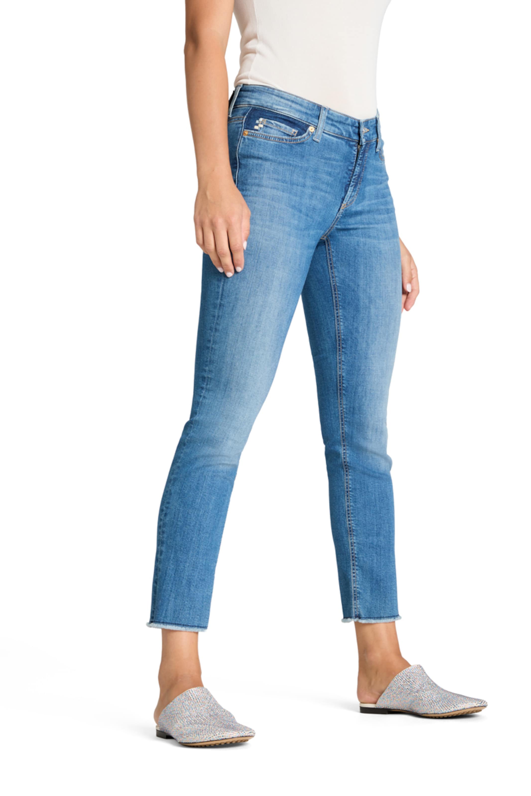 Regular Jean ' Piper Cropped ' Cambio en bleu : devant