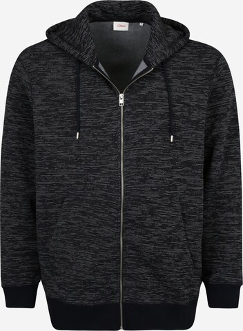 s.Oliver Men Big Sizes Zip-Up Hoodie in Blue: front