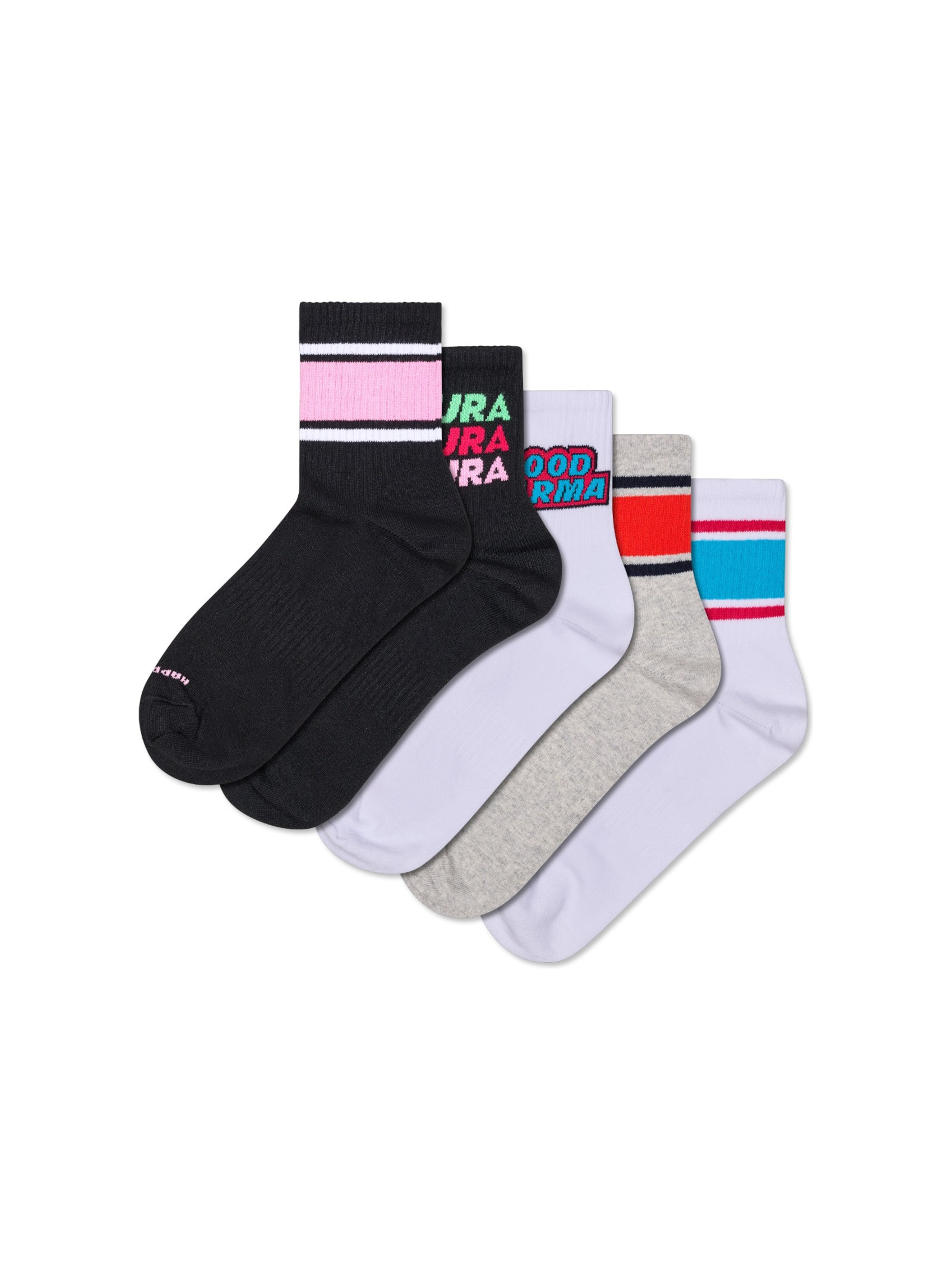 Happy Socks Sokker '5-Pack Simple Stripe Short Crew Sock' i sort, Produktvisning