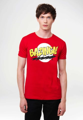 LOGOSHIRT Shirt 'Big Bang Theory | Bazinga' in Red: front