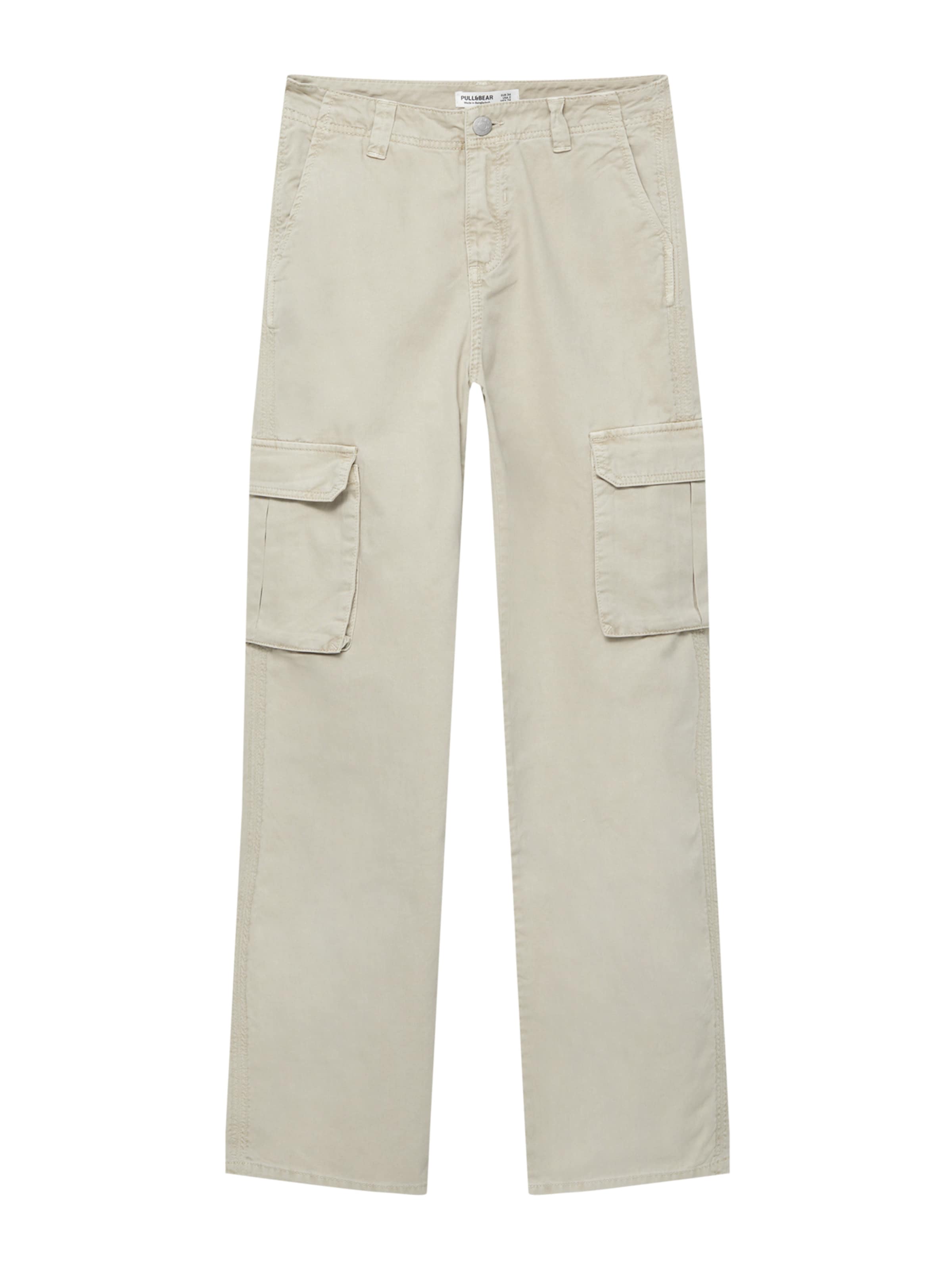 Pull&amp;Bear Loosefit Cargobroek in Beige: voorkant