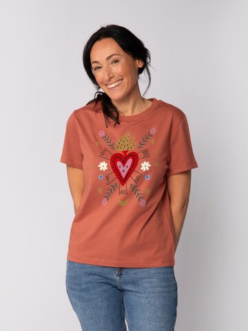 Watapparel Shirt 'Love And Flex' in Bruin: voorkant
