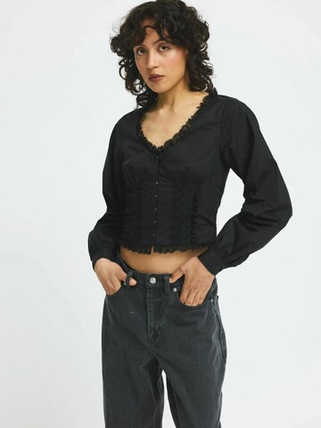 Chemisier 'Daphne' Résumé en noir : devant