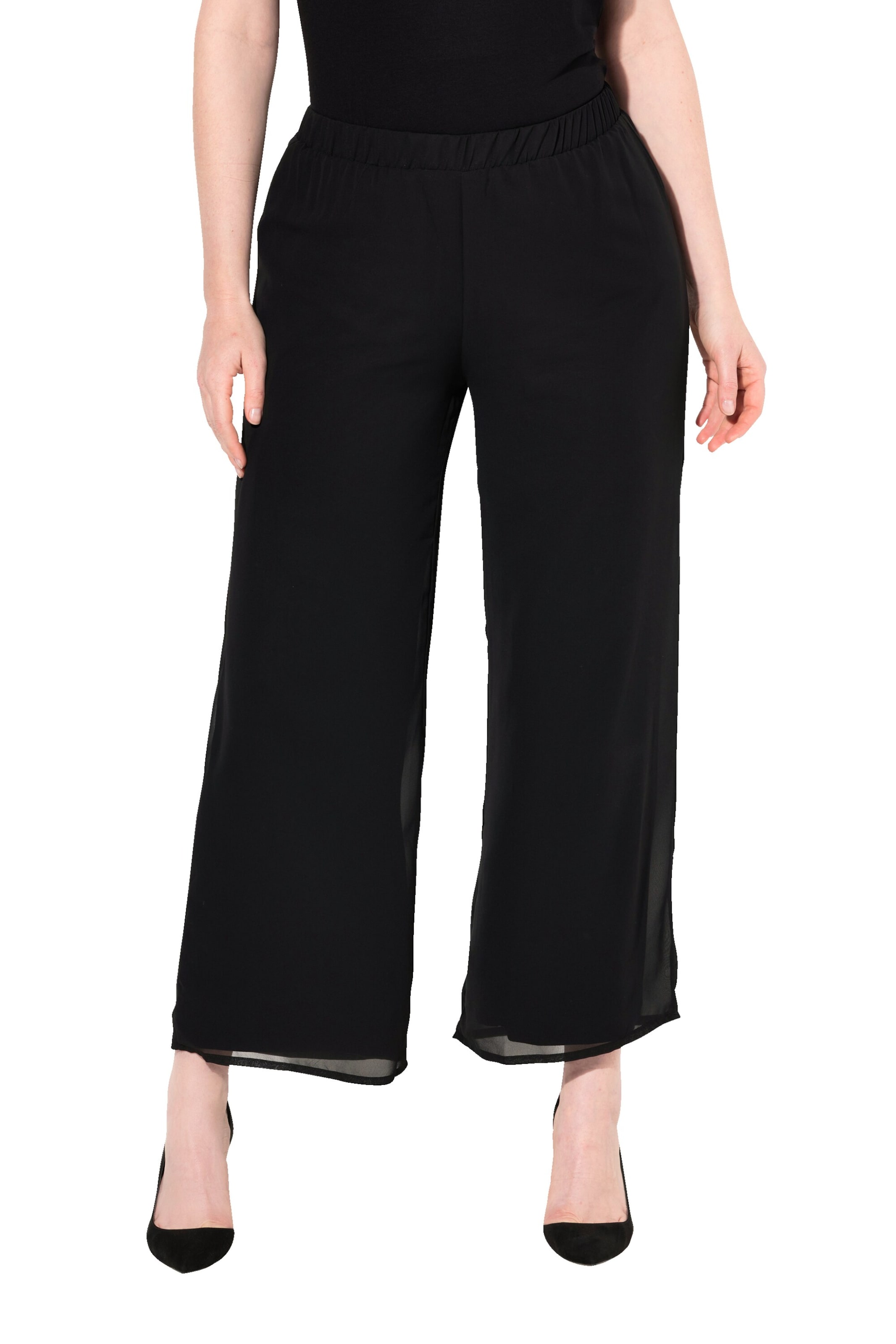 Ulla Popken Bő szár Nadrág - fekete: elől