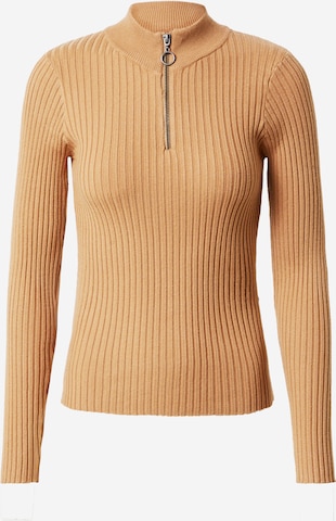 PIECES Sweter 'CRISTA' w kolorze brązowy: przód