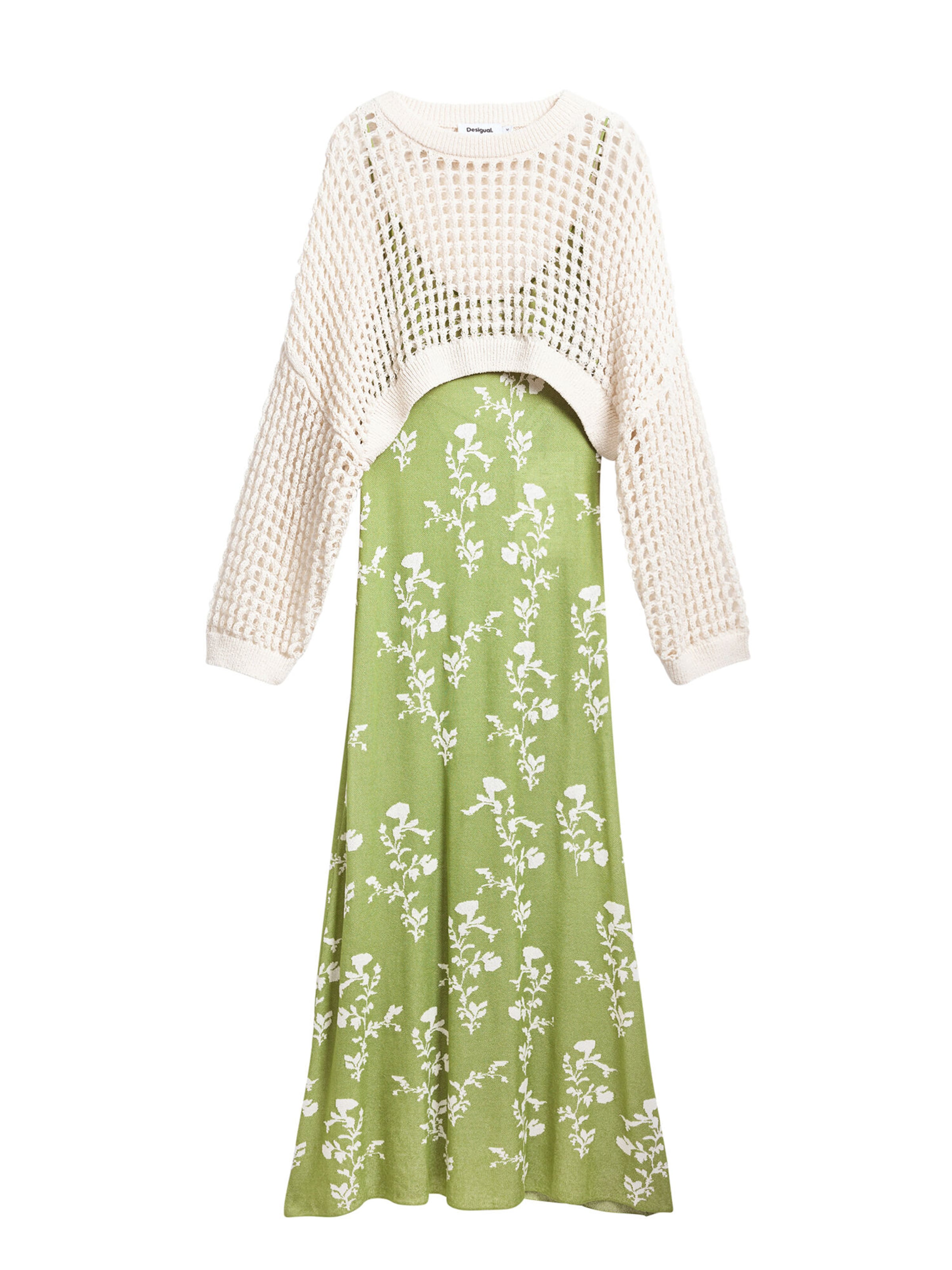 Desigual Set: Kleid und Pullover in Grün: Vorderseite