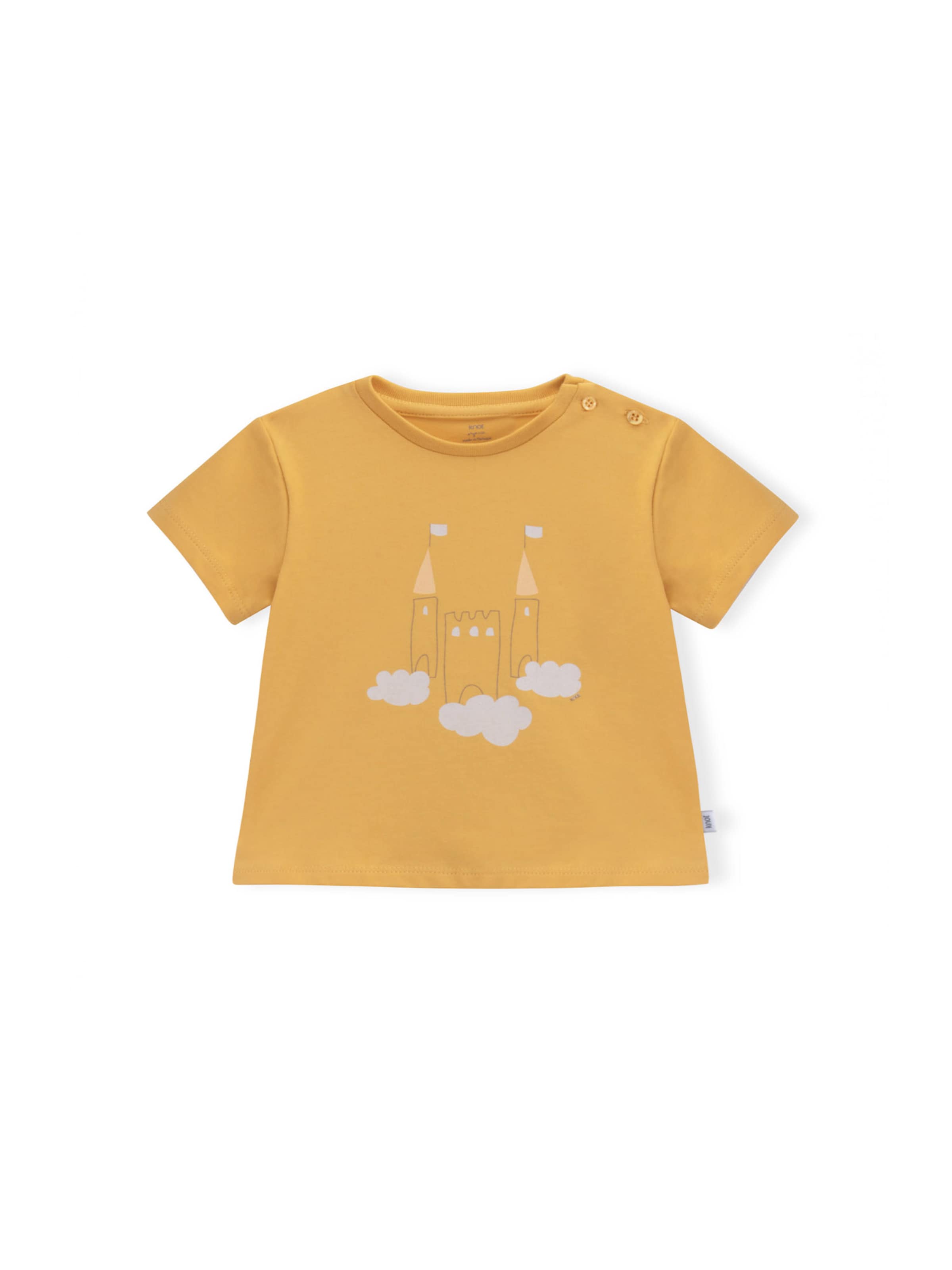 dzeltens KNOT T-Krekls 'Castle in the Clouds': no priekšpuses