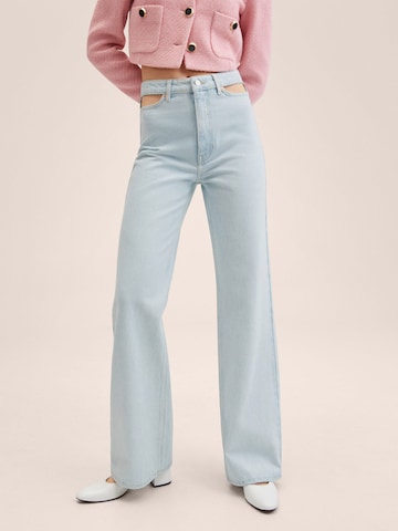 Wide leg Jeans de la MANGO pe albastru: față