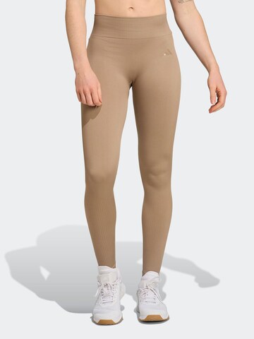 ADIDAS PERFORMANCE Skinny Športne hlače 'Essentials' | rjava barva: sprednja stran