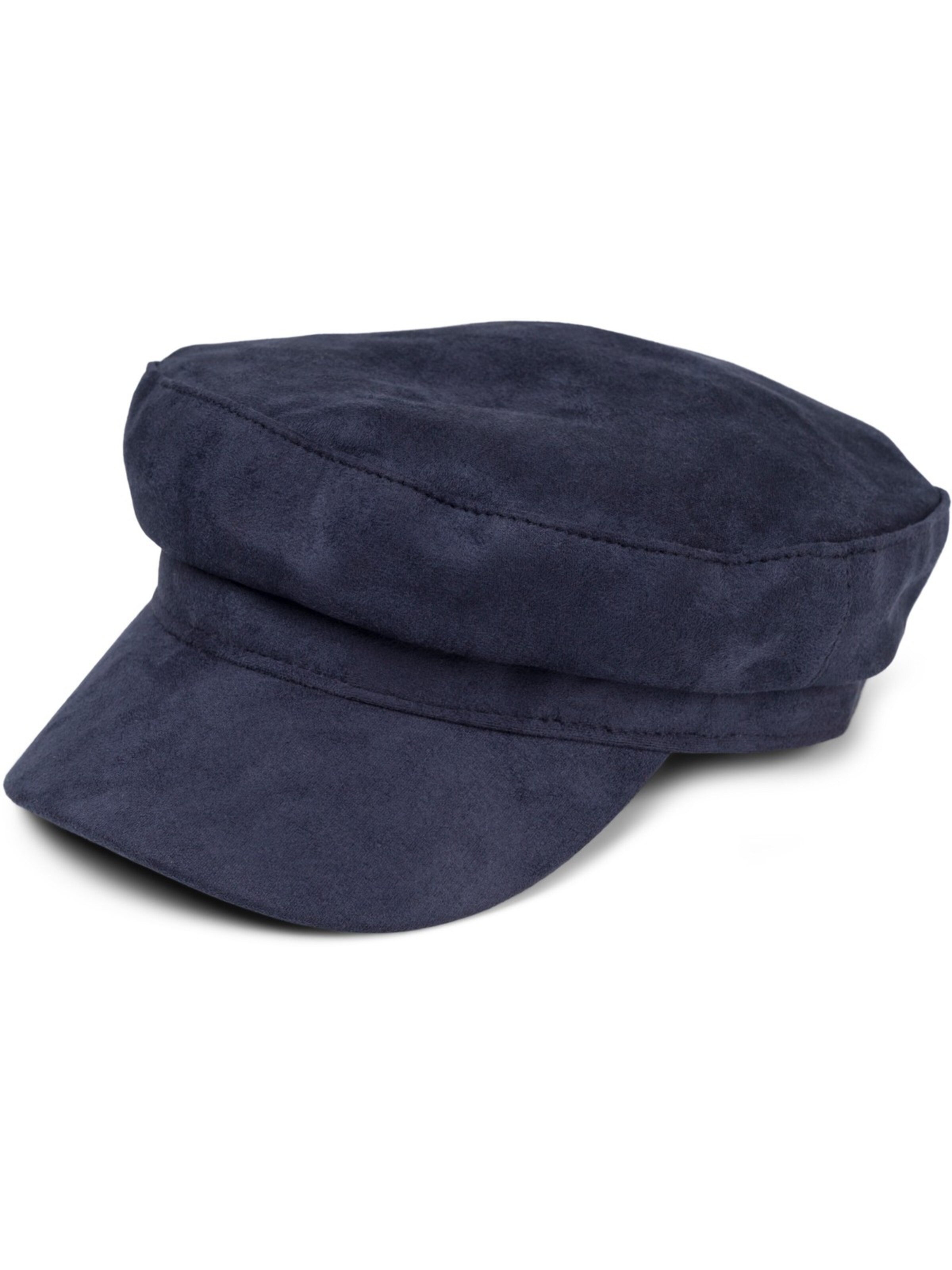 styleBREAKER Beanie 'Ballonmütze Einfarbig Veloursleder Optik' in Blue: front