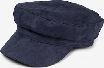 styleBREAKER Beanie 'Ballonmütze Einfarbig Veloursleder Optik' in Blue: front
