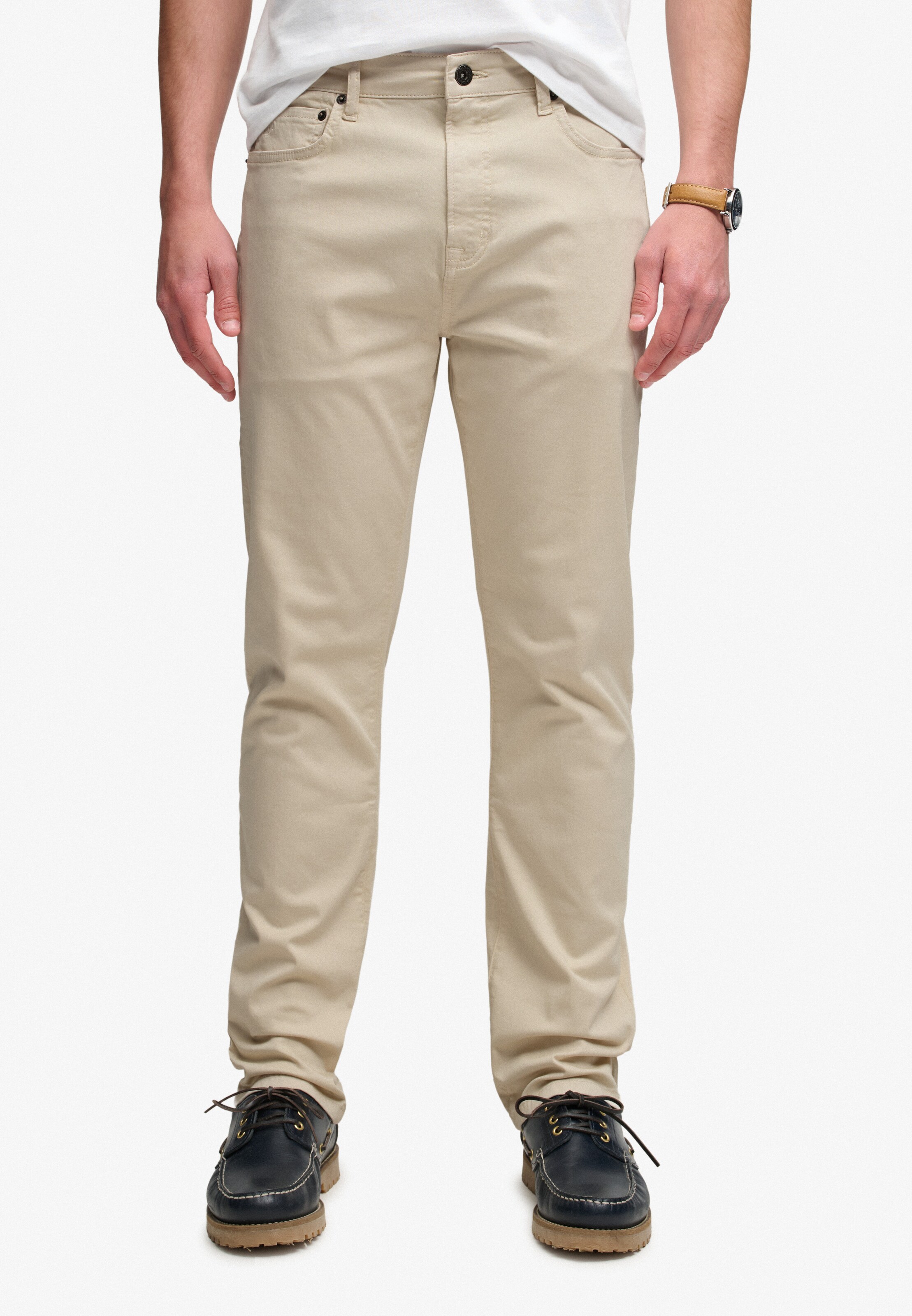 Coupe slim Pantalon Superdry & Co en marron : devant