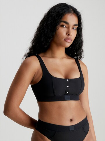 Calvin Klein Swimwear Bralette Bikini Top in Black: front