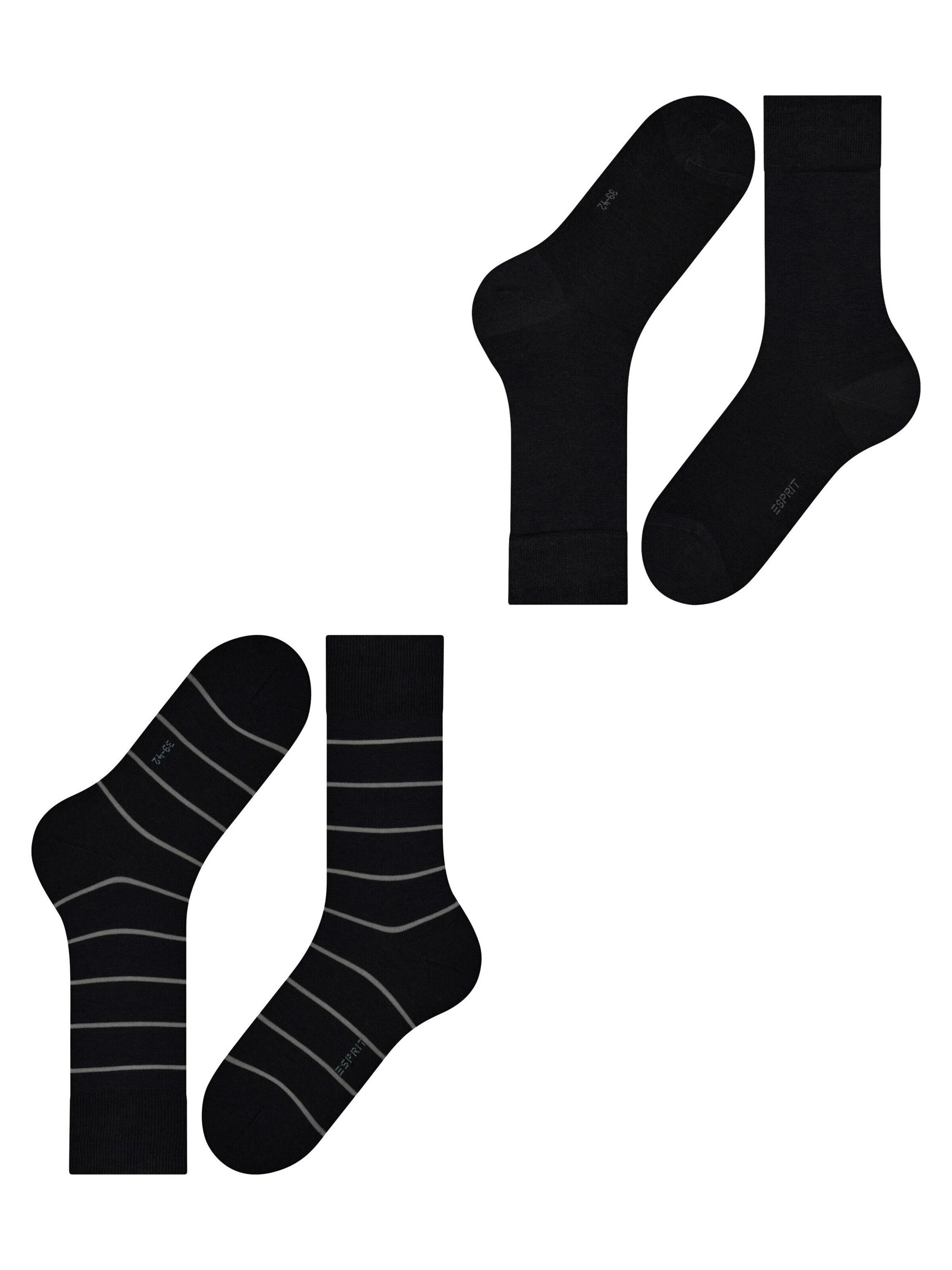 ESPRIT Socks 'Modern Stripe 2-Pack' in Black