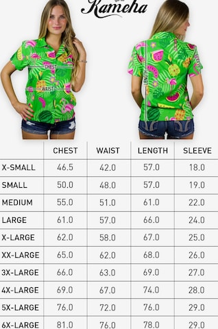 Camicia da donna 'Flamingo Melone' di King Kameha in verde: frontale
