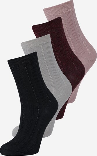BeckSöndergaard Socken in hellgrau / rosé / bordeaux / schwarz, Produktansicht