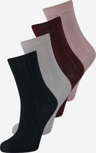 BeckSöndergaard Chaussettes en gris clair / rosé / bordeaux / noir, Vue avec produit