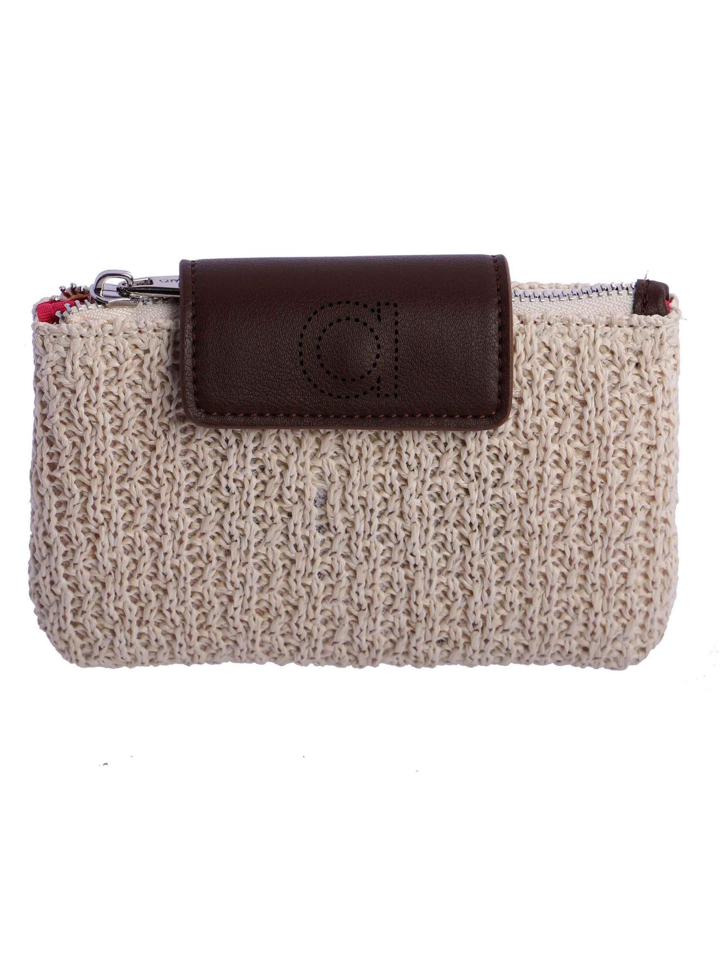Amichi - Cartera 'Cartera para mujer Sunny de fibras naturales  y cierre de solapa y cremallera' en blanco: frente