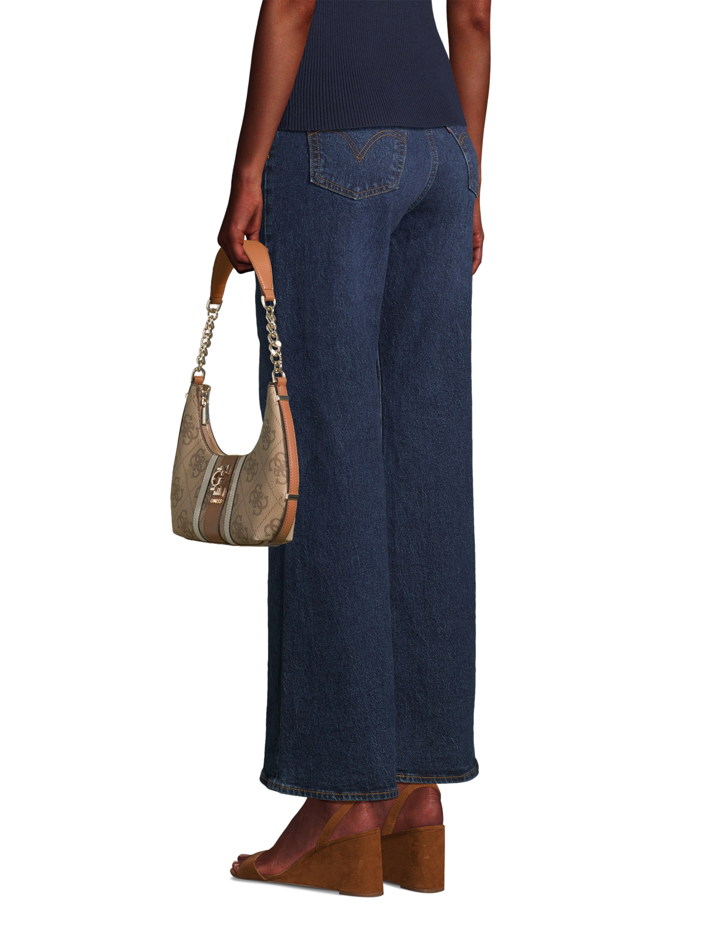 GUESS Torba na ramię 'ERENIA TOP ZIP SHOULDER BAG' w kolorze brązowy: przód