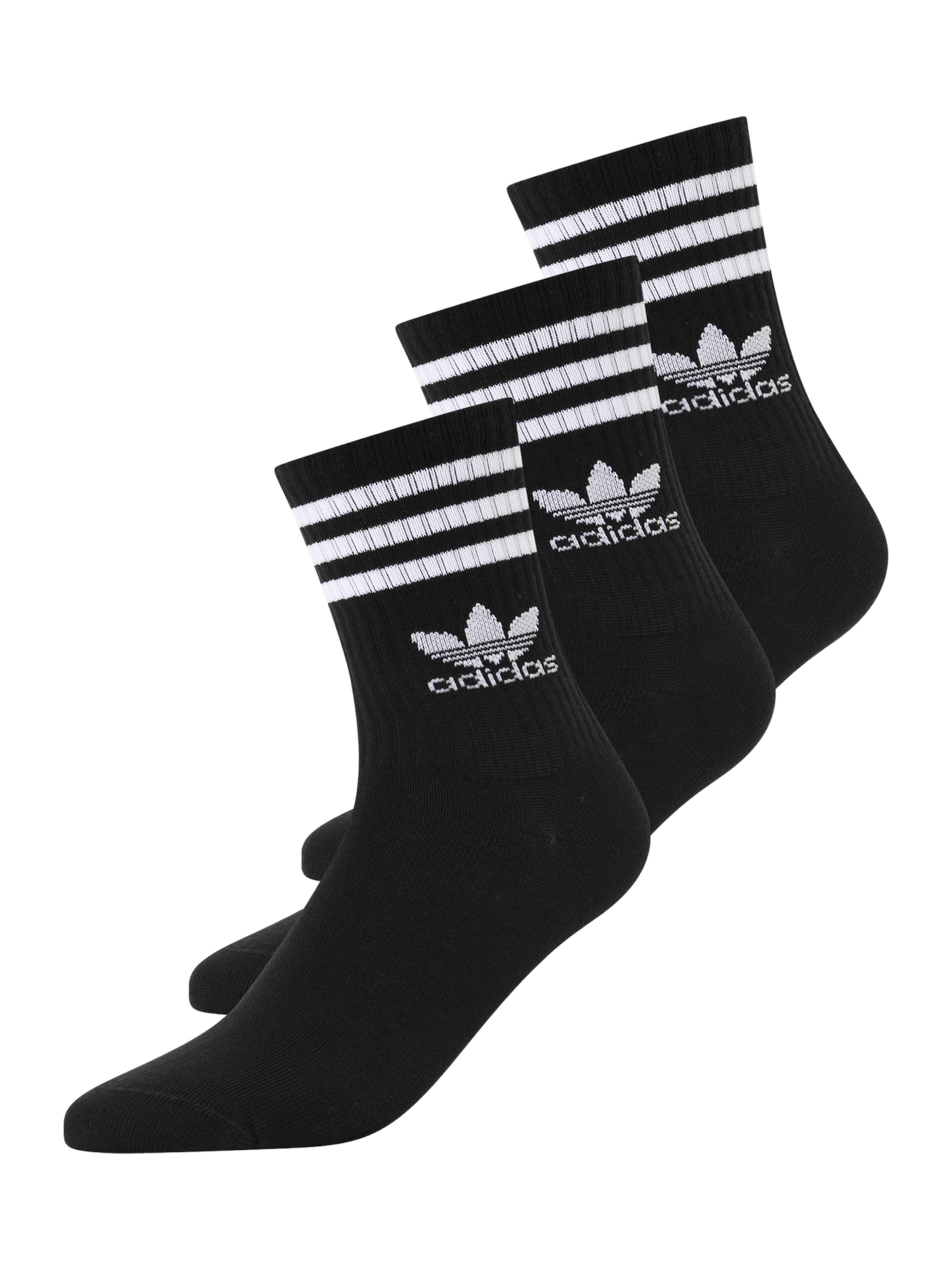 ADIDAS ORIGINALS Socken 'Mid Cut Crew 3 Pairs' in Schwarz: Vorderseite