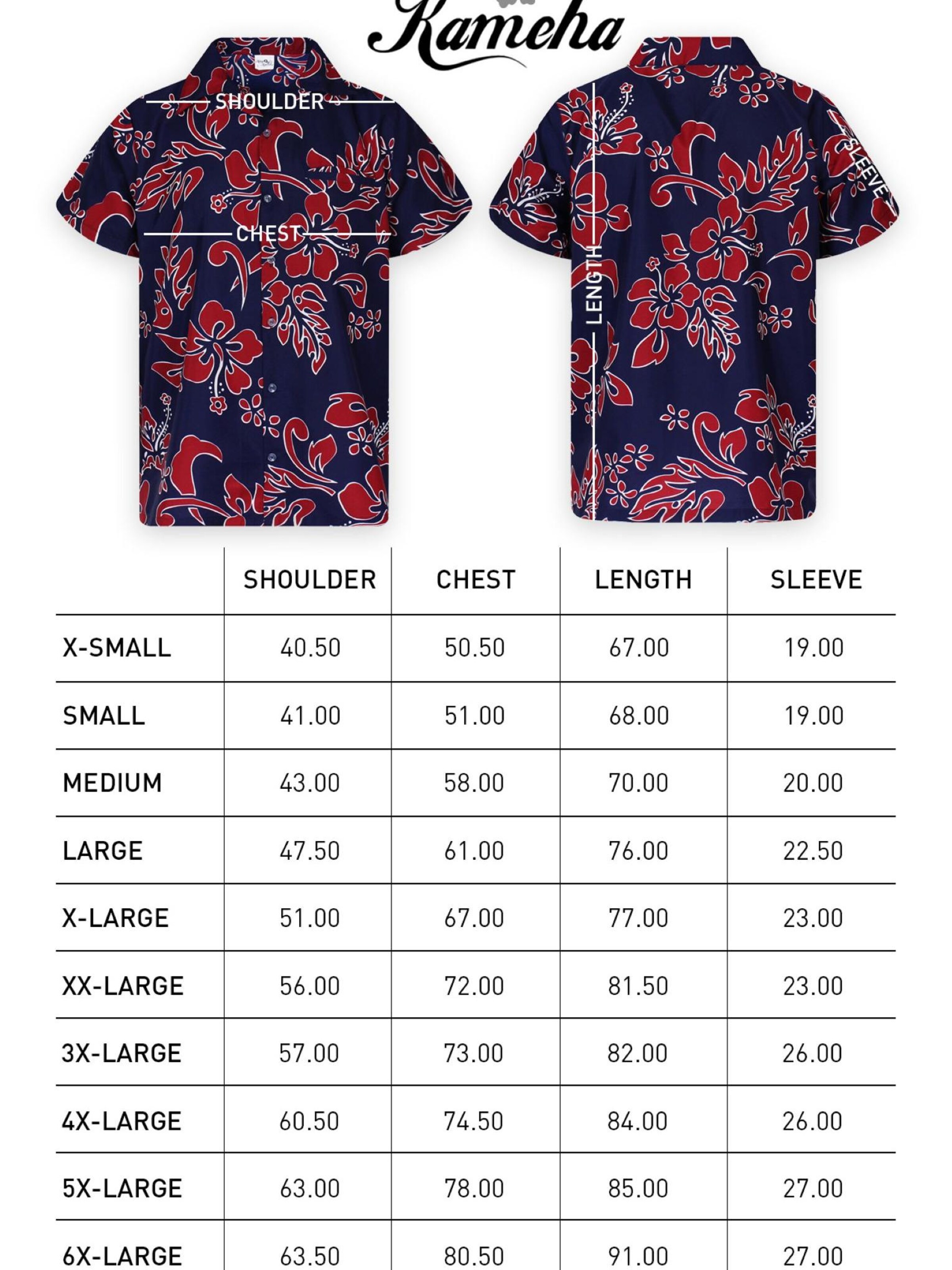 King Kameha Shirt 'Hibiscus Blue Line'‌ in Rot