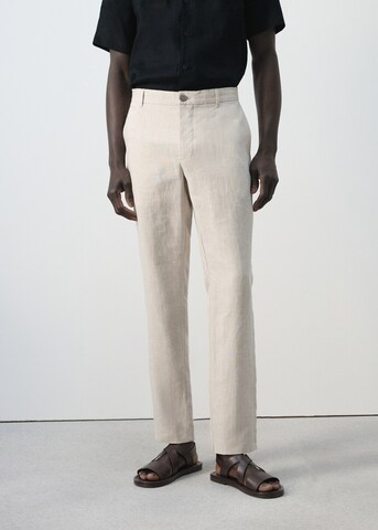 MANGO MAN Regular Chino Pants 'Oyster' in Beige: front