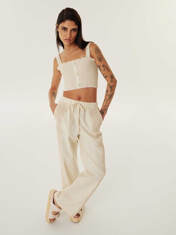 Wide Leg Pantalon Twist en beige