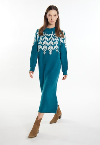 Usha Gebreide jurk 'Lurea' in Blauw: voorkant