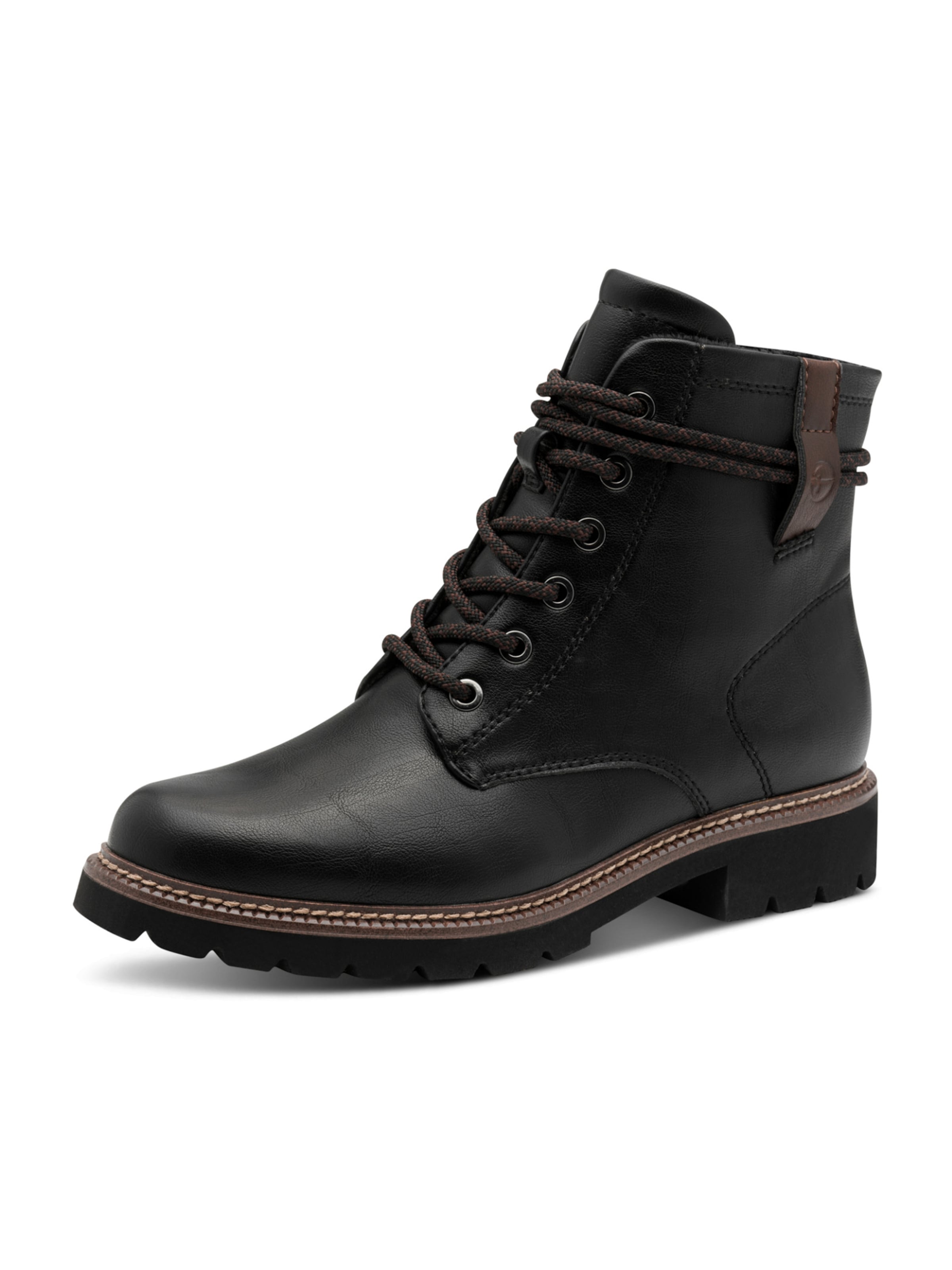 Tamaris Bottines à lacets en brun foncé / noir, Vue avec produit