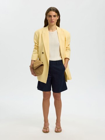 SELECTED Wide Leg Lærredsbukser i blå