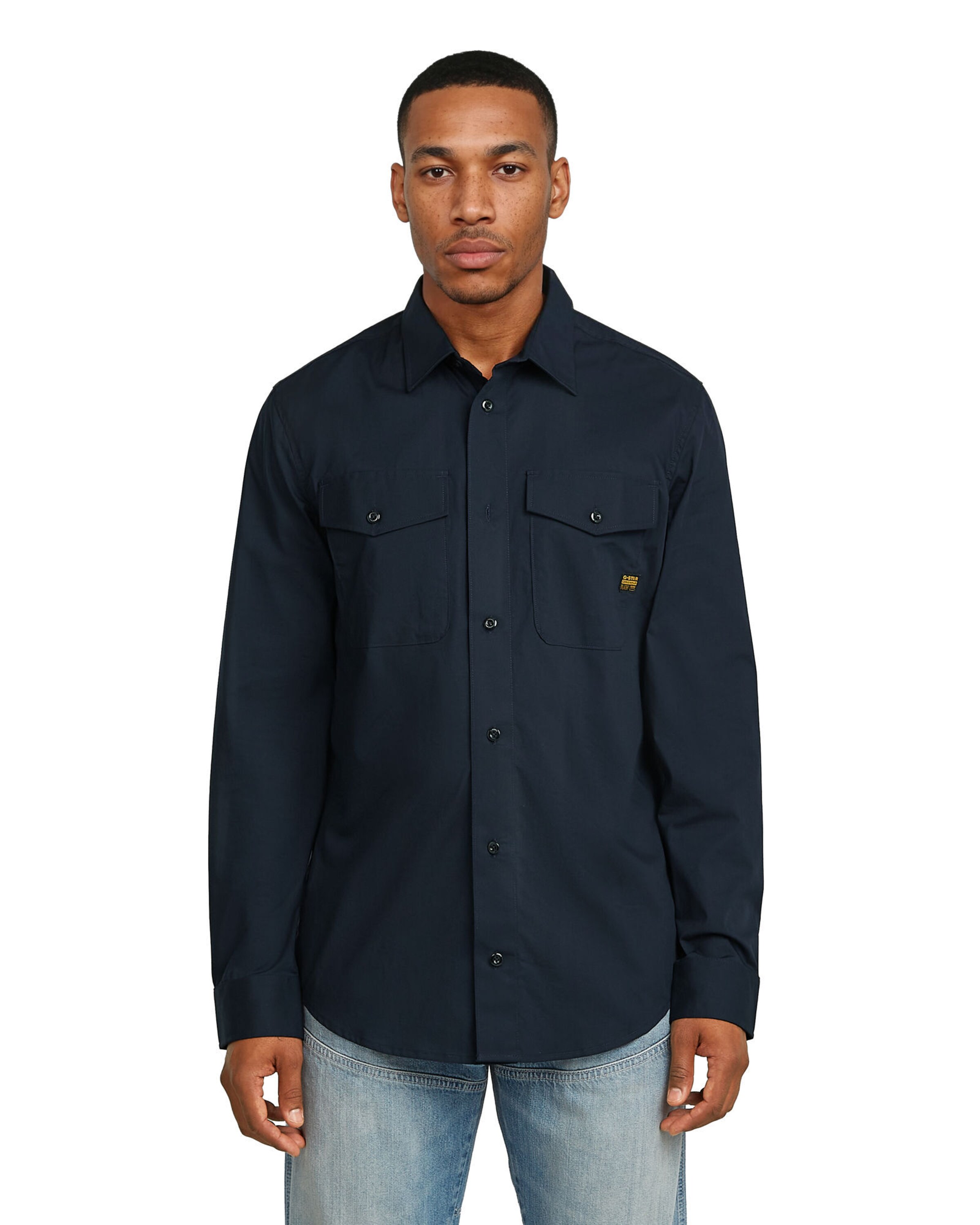 G-STAR Regular fit Button Up Shirt in Blue: front