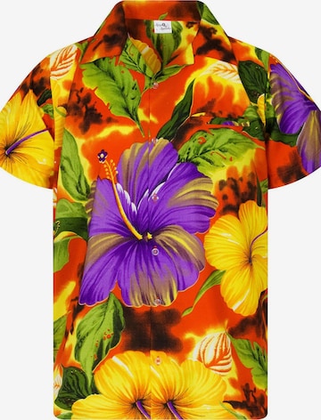 King Kameha T-shirt 'Big Flower' i orange: framsida