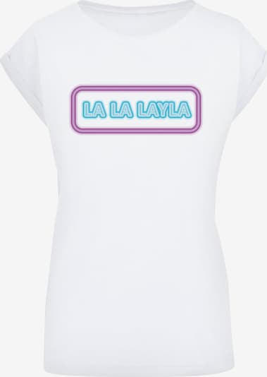 Merchcode T-Shirt 'La La Layla' in azur / lila / weiß, Produktansicht