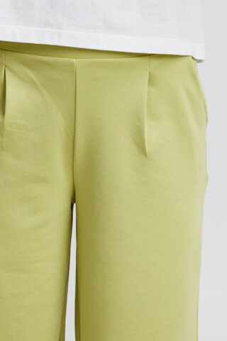 ICHI Wide leg Pleat-Front Pants 'KATE' in Yellow