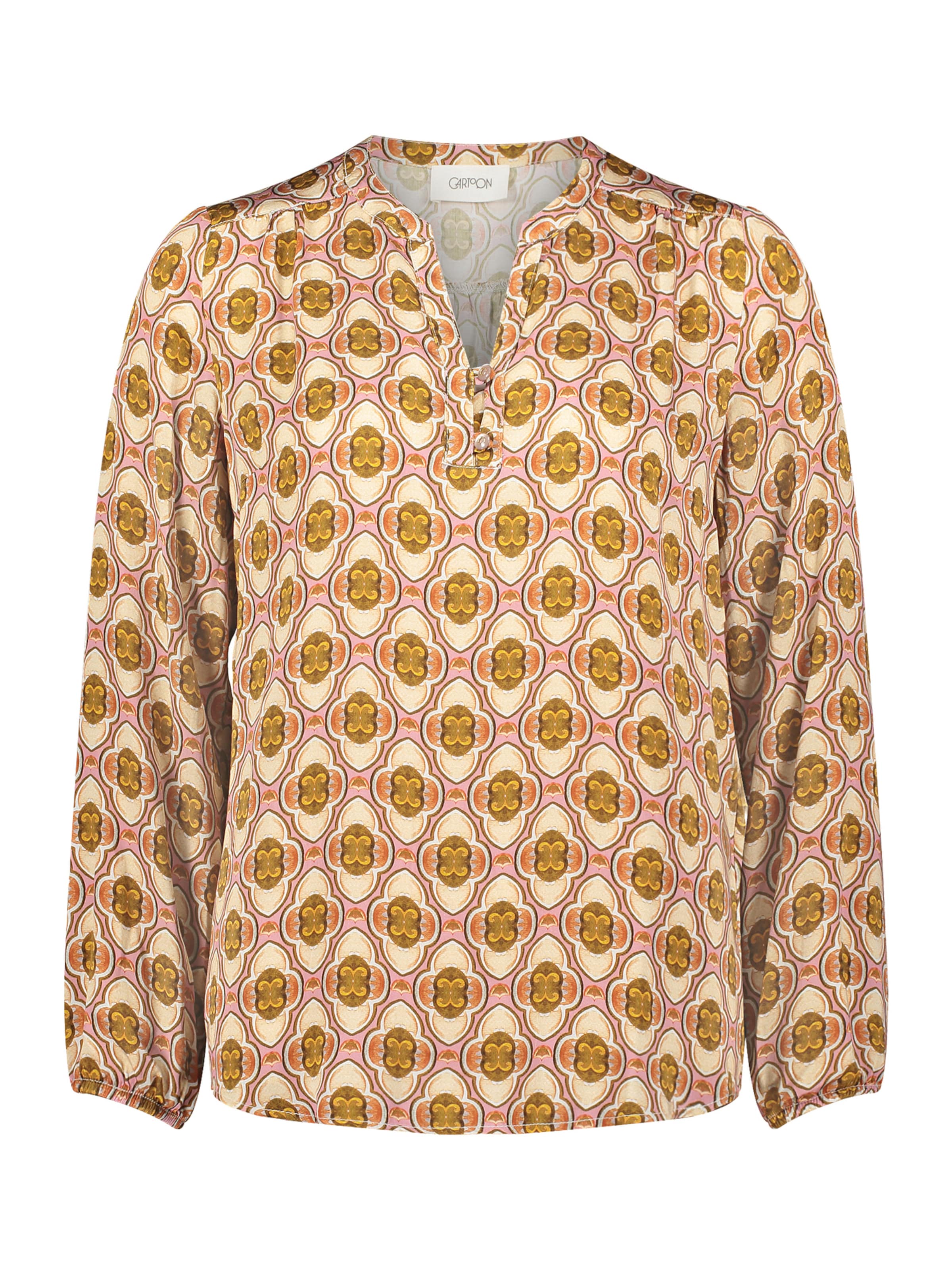 Cartoon Casual-Bluse mit Knöpfen in Braun: Vorderseite